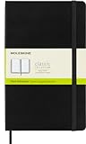 Moleskine Classic Notebook, Taccuino con Pagine Bianche, Copertina Rigida e Chiusura ad Elastico, Formato Large 13 x 21 cm, Colore Nero, 240 Pagine