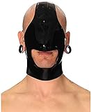 Latex Black Men Mask Head Cover Hood Open Braid Women Triangle Cool Belt Buckle,Nero,XX-Grande