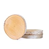 Dischi di betulla rotondi Ø 1015 cm, dischi in legno di betulla, dischi di legno non trattati con corteccia per fai da te, fai da te, decorazione in legno, matrimoni, targhette da tavolo,