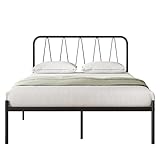 Novilla Rete Letto Singolo 90x190 Struttura Letto della Piattaforma con Testiera, Supporto a Doghe in Acciaio, Base del Materasso, Design Moderno, Spazio di Archiviazione, Nero