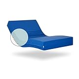 Gerialife® Materasso Geriatrico per Ospedale Articolato, 15 cm di Schiuma HR, Copertura Sanitaria Impermeabile, Blu, 80 x 190