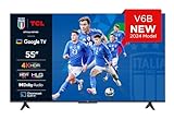 TCL 55V6B TV 55”, 4K HDR, Ultra HD, Google TV con design senza bordi, Dolby Audio, compatibile con Google Assistant