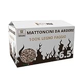 Mattoncini da Ardere, 6.5KG, 100% Legno Faggio, Lunga Durata