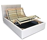 Più Relax Letto Contenitore con Rete Motorizzata Elettrica (120x190, Ecopelle Beige)