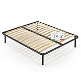 NUVOLA Atena - Rete Matrimoniale 160x190 con Doghe in Legno, Struttura Letto Matrimoniale Ortopedica in Ferro - Durevole e Resistente, Ideale per Tutti i Tipi di Letti e Materassi - Made in Italy