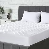 Utopia Bedding Coprimaterasso Trapuntato, Gonna Elastica Coprimaterasso, Vestibilità Extra Profonda Fino a 30 CM con Motivo a Diamante (160x200 cm, Bianco)