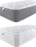 Aspire Beds 19.5 cm di profondità, doppio comfort e AC Aspire-Cool Touch Diamond Sleep Surface Hybrid Bonnell molle e materasso in memory foam, bordo grigio, L190 x W75 x H19.5cm