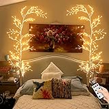 Rami di luci 8 Ft 144 LED, luci a forma di albero di luce caldo con corrente di rete, ghirlanda di rami di betulla, decorazione decorativa per camera da letto, decorazione natalizia con telecomando