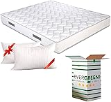 EVERGREENWEB Materasso Matrimoniale 160x190 Alto 20 cm DISPOSITIVO MEDICO con Coppia Cuscini Memory Foam GRATIS, Ortopedico, Rivestimento Bianco Effetto MASSAGIANTE, Tessuto ANALLERGICO | FASHION