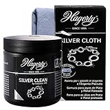 Hagerty Silver Clean Pulitore per Gioielli in Argento Barattolo da 170 ml + Silver Cloth Panno Pulente 36x30cm