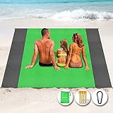Henrycares Coperta da Spiaggia 250 x 200 cm Impermeabile, Tappetino da Spiaggia Stuoia Spiaggia Antisabbia, Grande Telo Spiaggia per 5-8 Persone Campeggio, Escursionismo, Picnic (Verde)