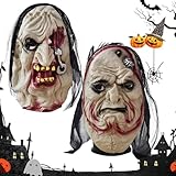 Osuter 2 pezzi Maschera Halloween Horror Lattice Maschera Horror Realistica Maschera Zombie per Carnevale Halloween Cosplay