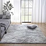 Area Rugs Tappeto morbido antiscivolo per camera da letto, per soggiorno, decorazione della casa (80 x 120 cm, grigio bianco)