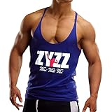 Muscle Alive Uomo Bodybuilding Canotte Palestra Zyzz Stringer Canottiera Cotone 01 Blu M