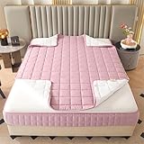 Copri Materasso con Cerniera Matrimoniale 80x190 Personalizzabile Coprimaterasso Sacco Trapuntata A Cinque Lati Lenzuolo Lavabile Copri Proteggi Materasso Rivestimento Imbottito (160x190+20cm,Pink)